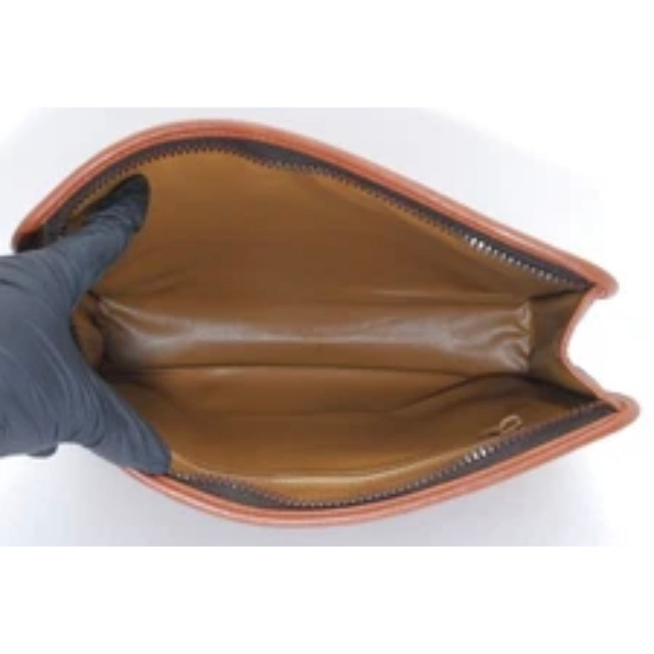 CELINE Clutch Bag Macadam Brown Leather Vintage