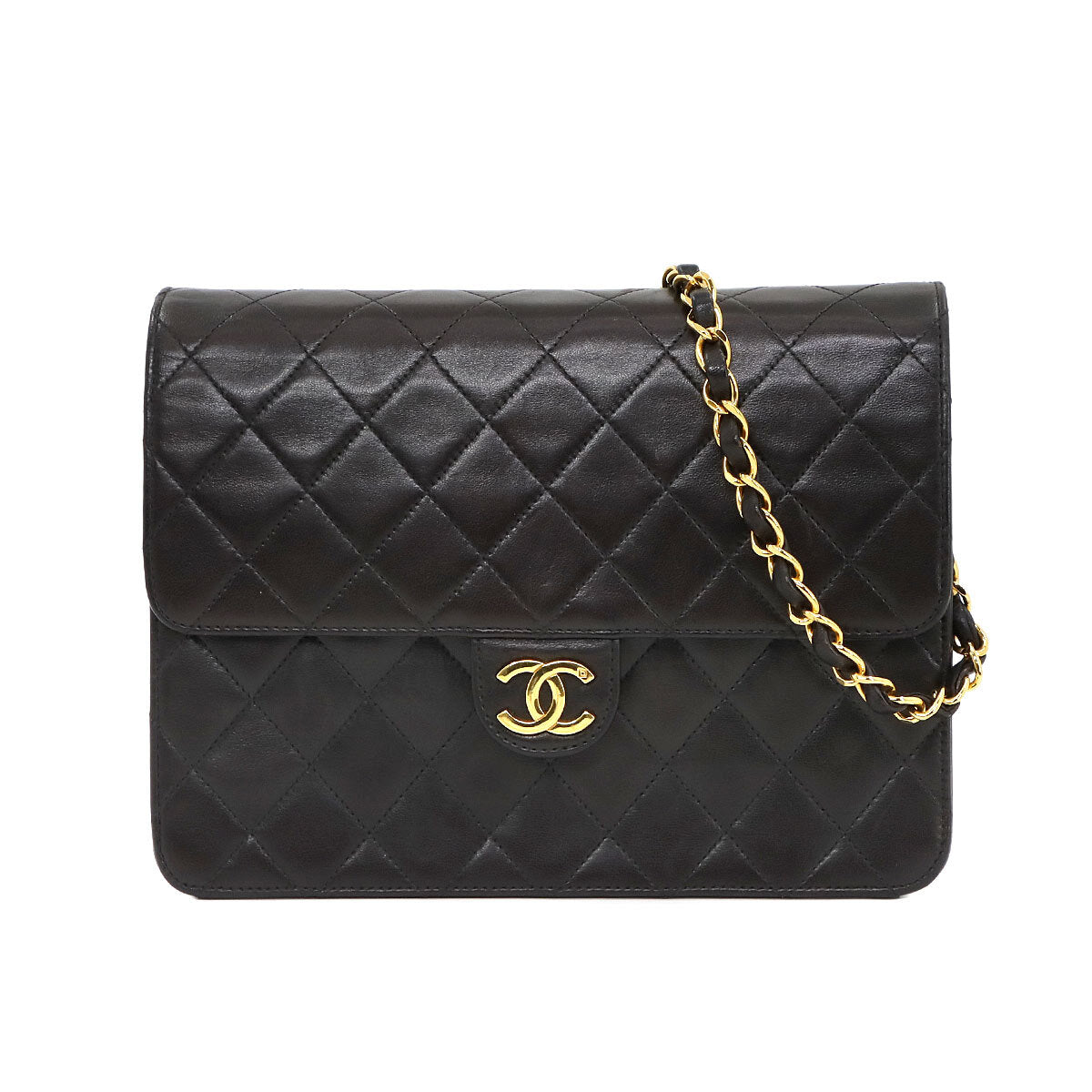 Chanel Matelasse Chain Shoulder Bag - Black, Leather