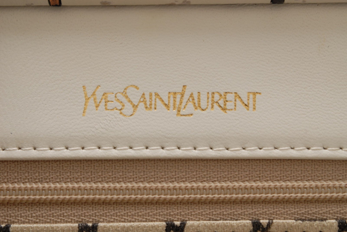Saint Laurent Chevron Quilted Clutch Bag - White, Leather