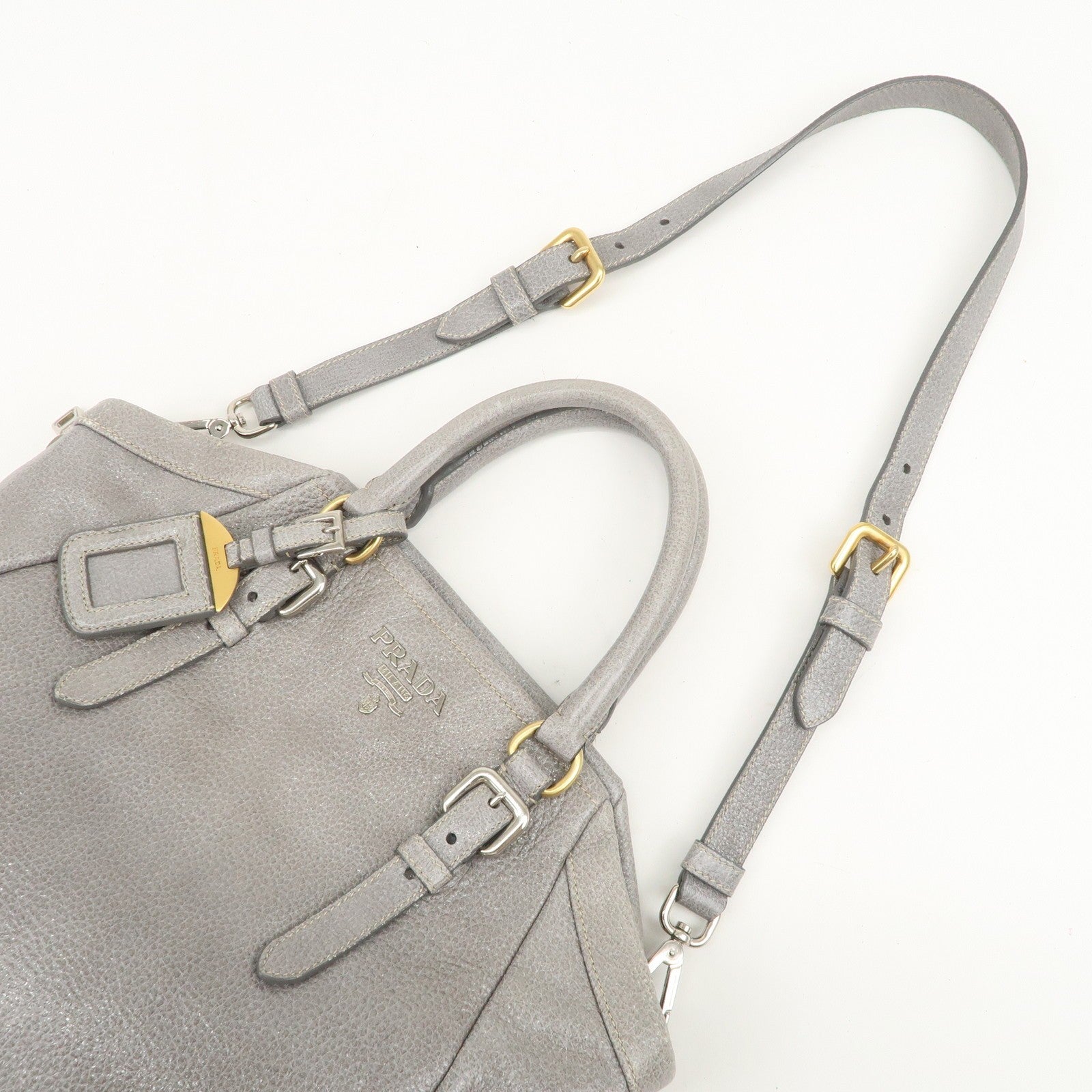 Prada Hand Bag - Gray, Leather