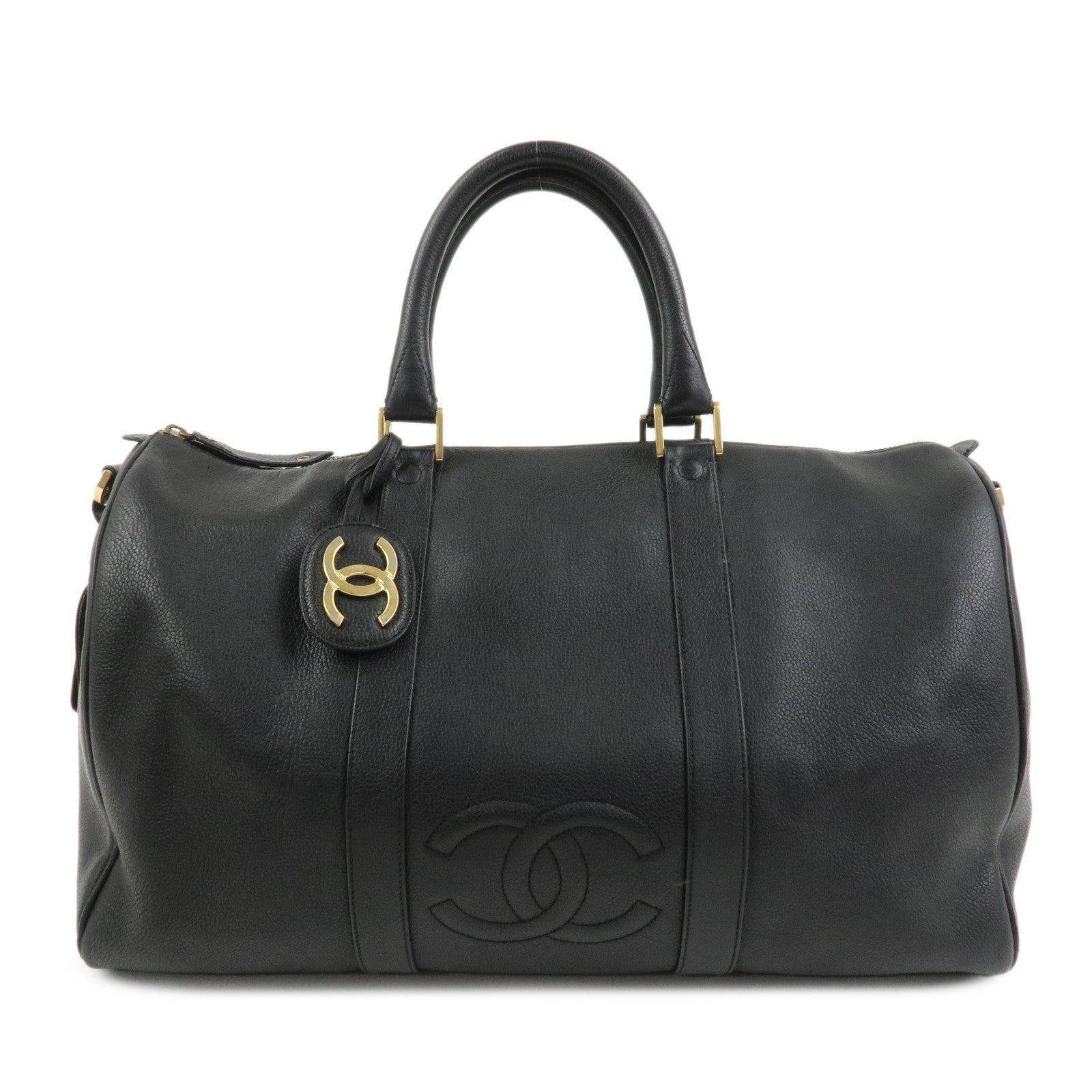 Chanel Coco Mark Caviarskin Boston Bag - Black, Leather