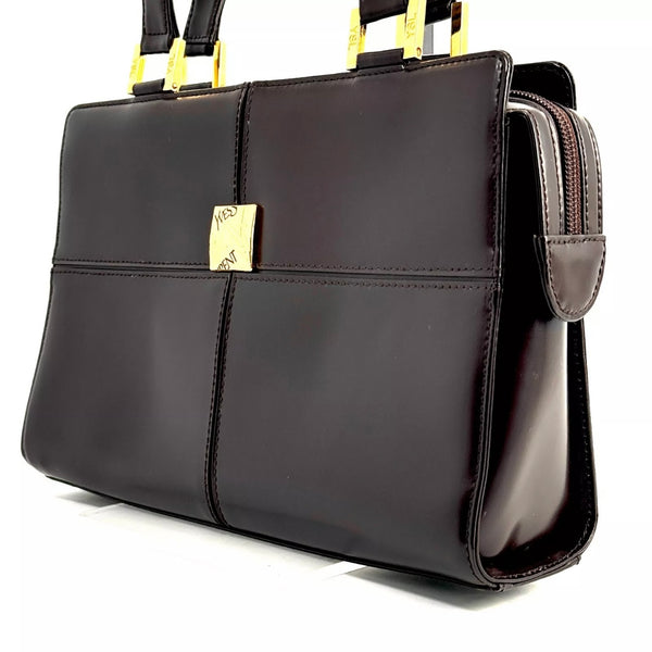 YSL Saint Laurent Shoulder&Hand Tote Bag-Leather Brown Vintage