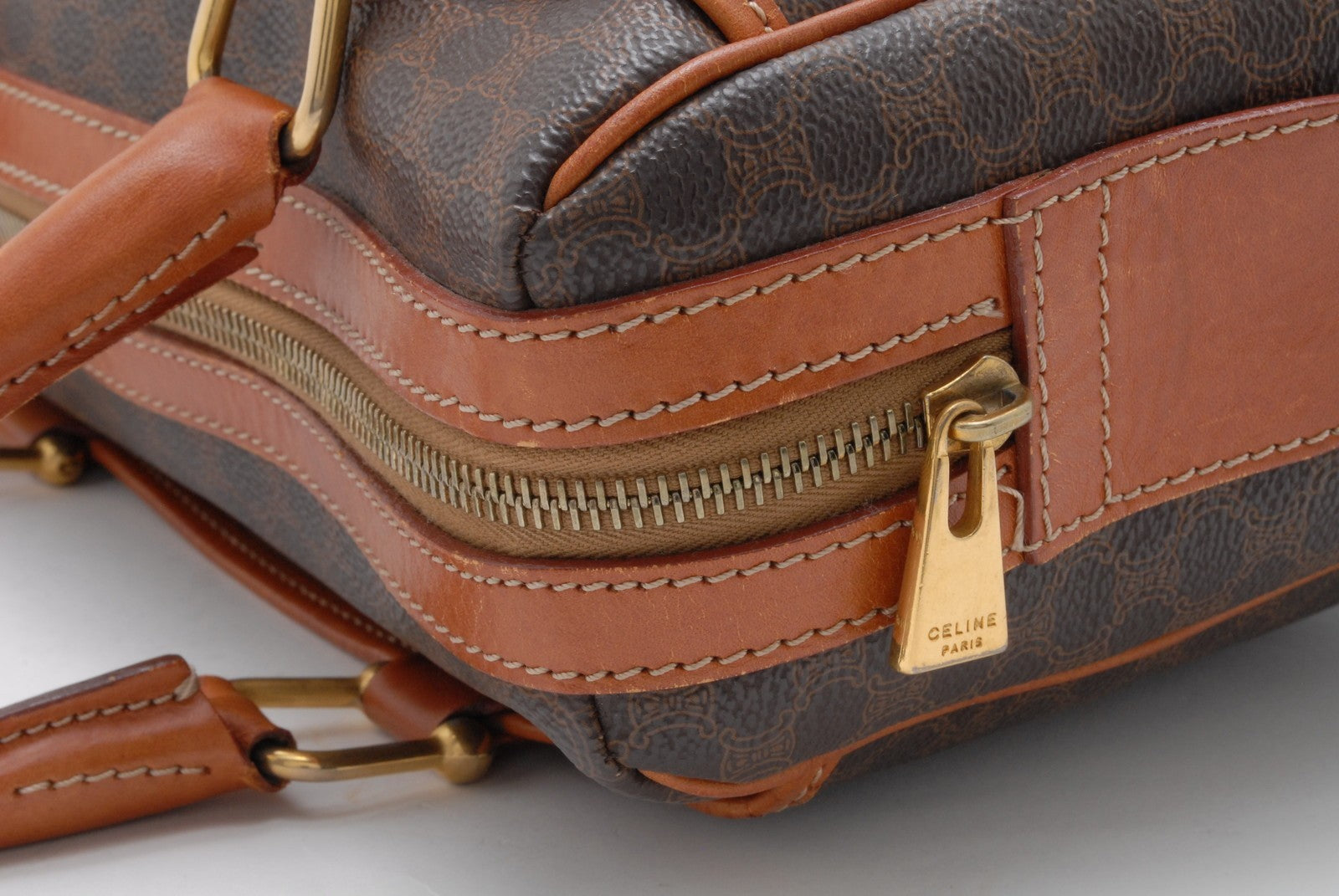Celine Macadam Boston Hand Bag - Brown, PVC Leather