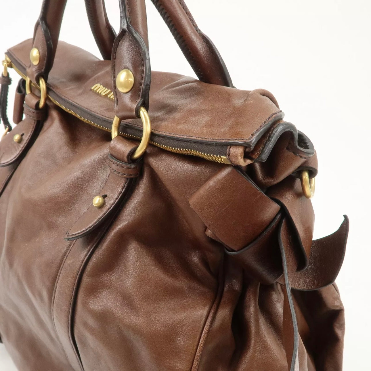MIU MIU Leather Shoulder Bag Brown