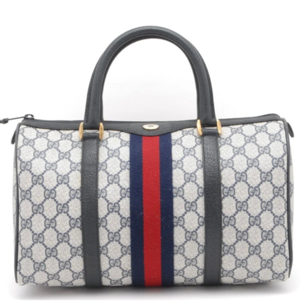 Gucci GG Web Boston Bag - Navy, PVC Leather