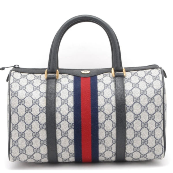 Gucci GG Web Boston Bag - Navy, PVC Leather