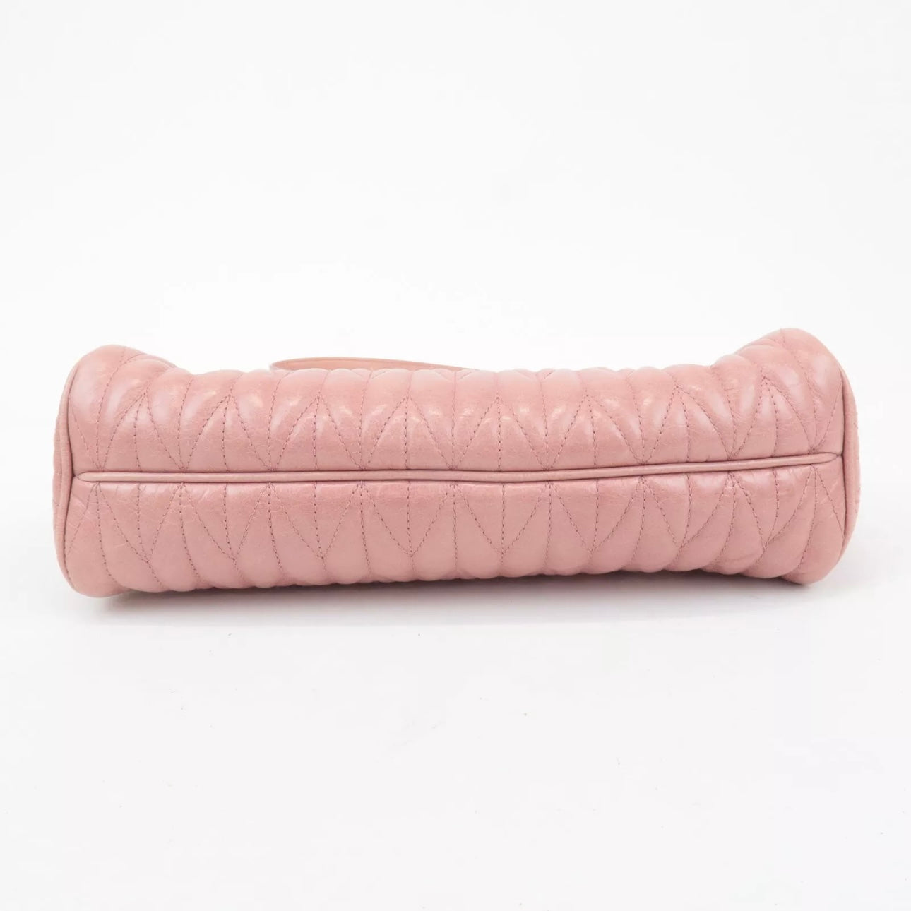 Leather Ribbon Gathered Shoulder Bag Pink