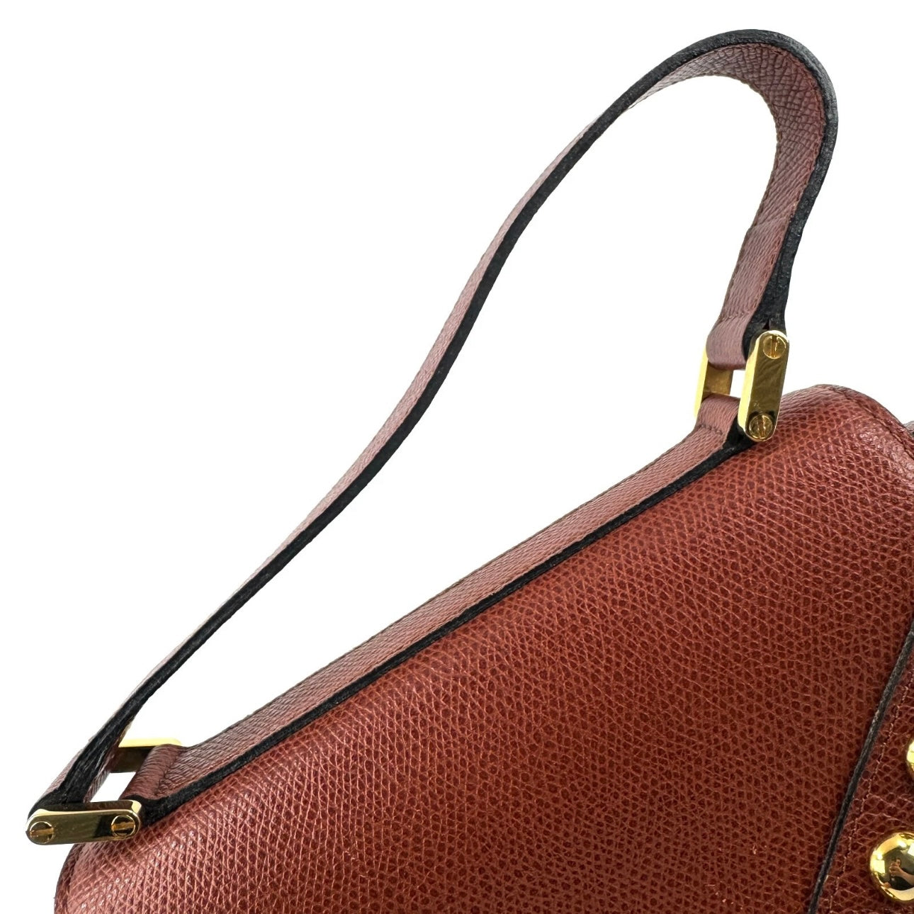 Yves Saint Laurent Y Studs 2way Shoulder Bag Leather Brown Vintage YSL