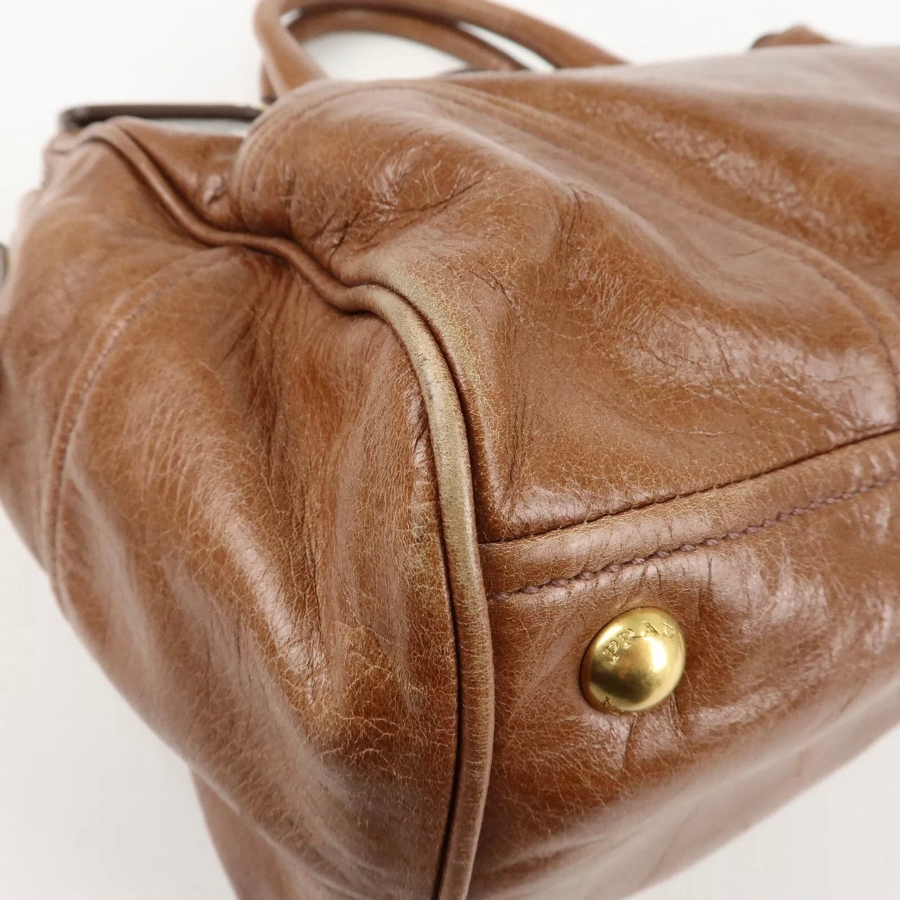 PRADA Leather Shoulder & Hand Bag Brown