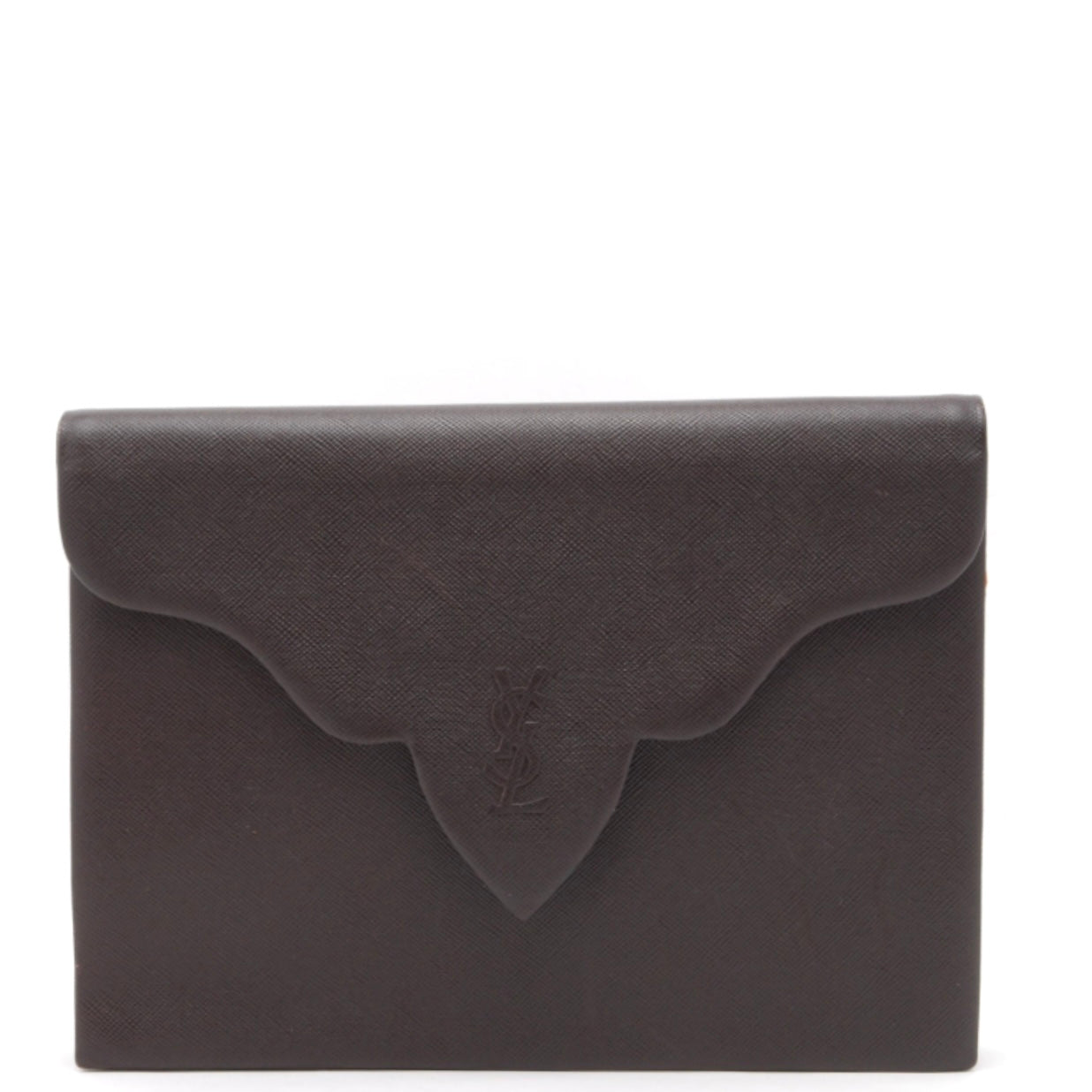 Saint Laurent Yves Clutch Hand Bag - Brown, Leather 