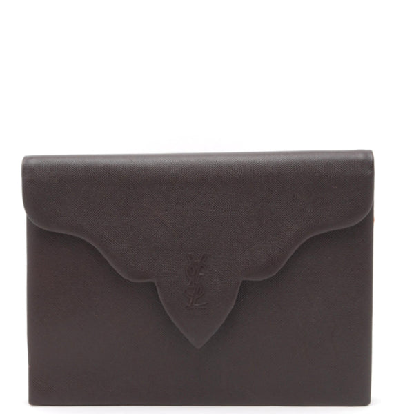 Saint Laurent Yves Clutch Hand Bag - Brown, Leather 