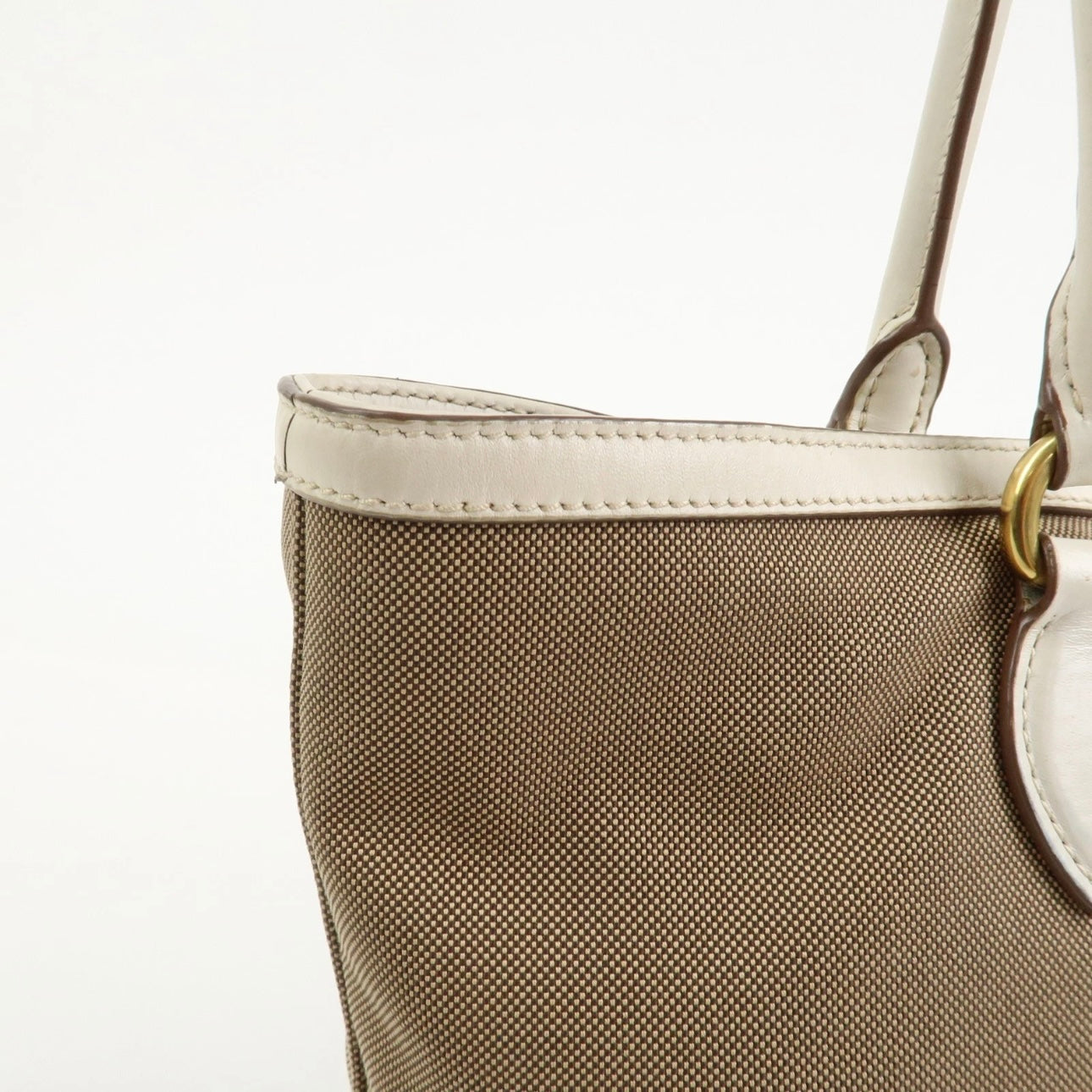 PRADA Jacquard Leather Tote Bag- Beige Ivory