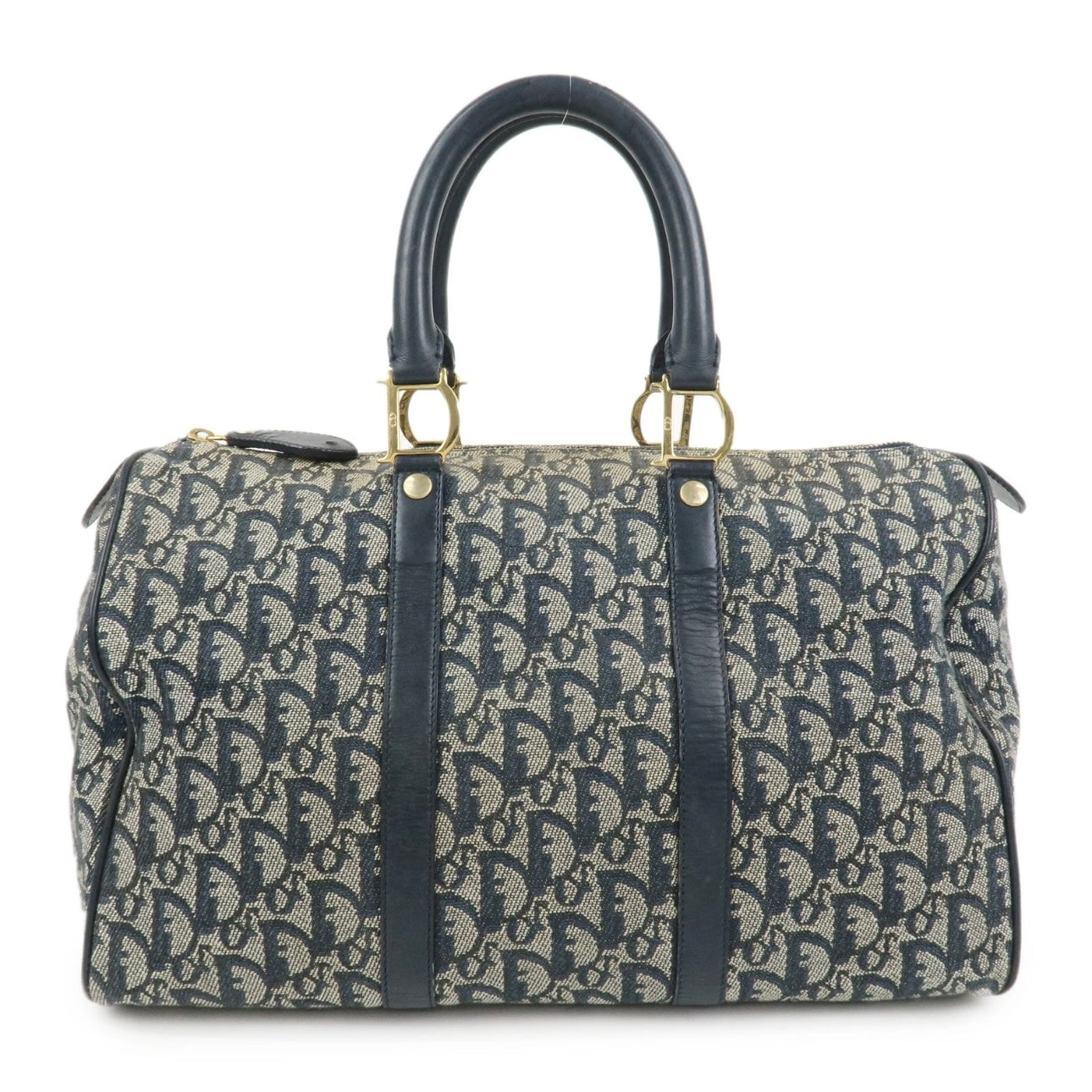Christian Dior Jacquard Boston-  Navy, Leather.