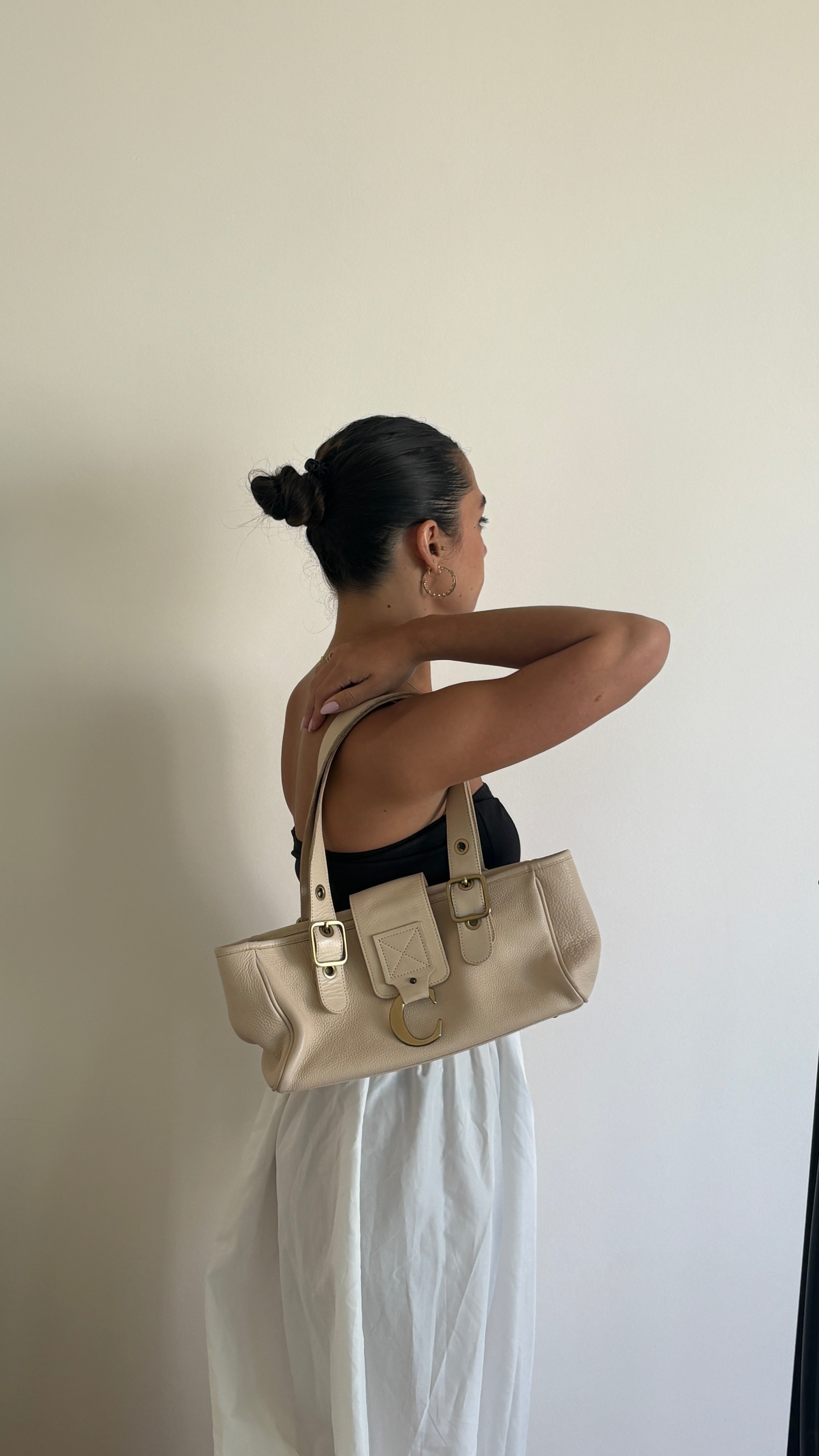 Chloe Tote Bag Leather Beige