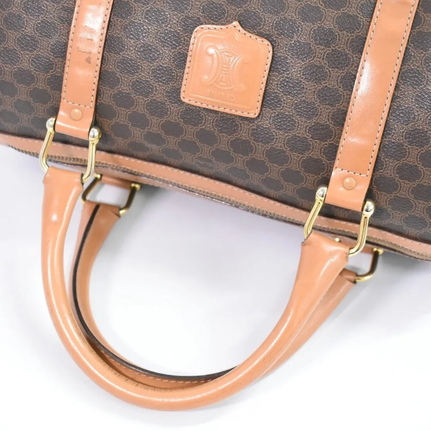 Celine Macadam PVC Boston Handbag Brown