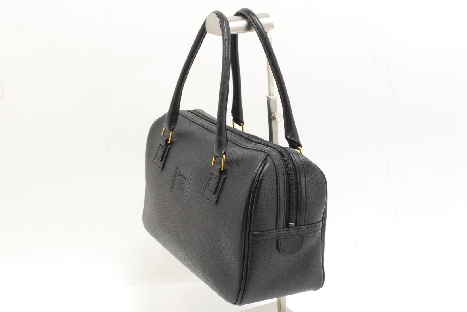 Burberry Nova Check Hand Boston Bag - Black, Leather