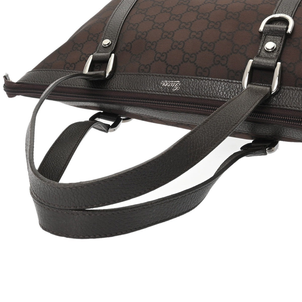 Gucci GG Pattern Tote Bag - Brown, GG Nylon/Leather
