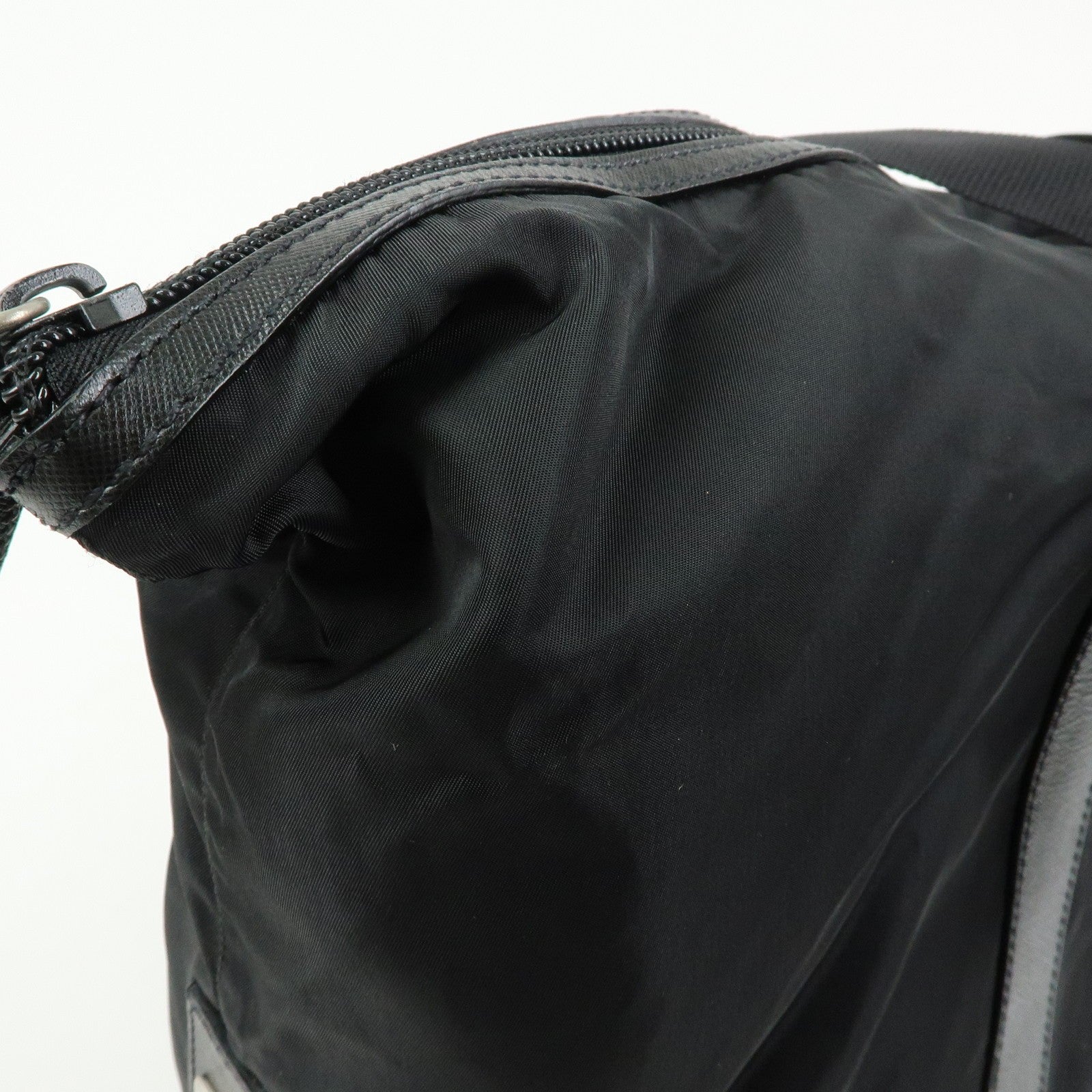 Prada Triangle Logo Boston Hand Bag - Black, Nylon