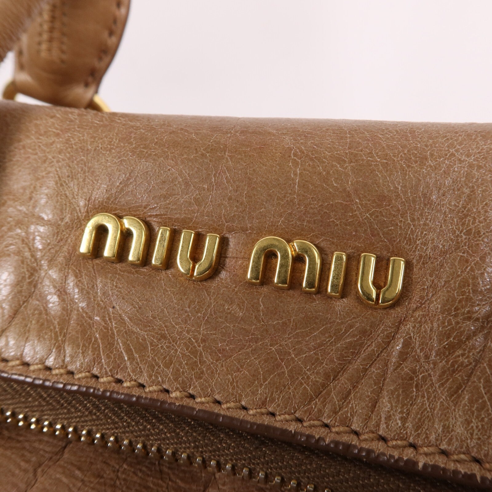 Miu Miu GHW 2 Way Shoulder Bag - Brown, Calfskin Leather 