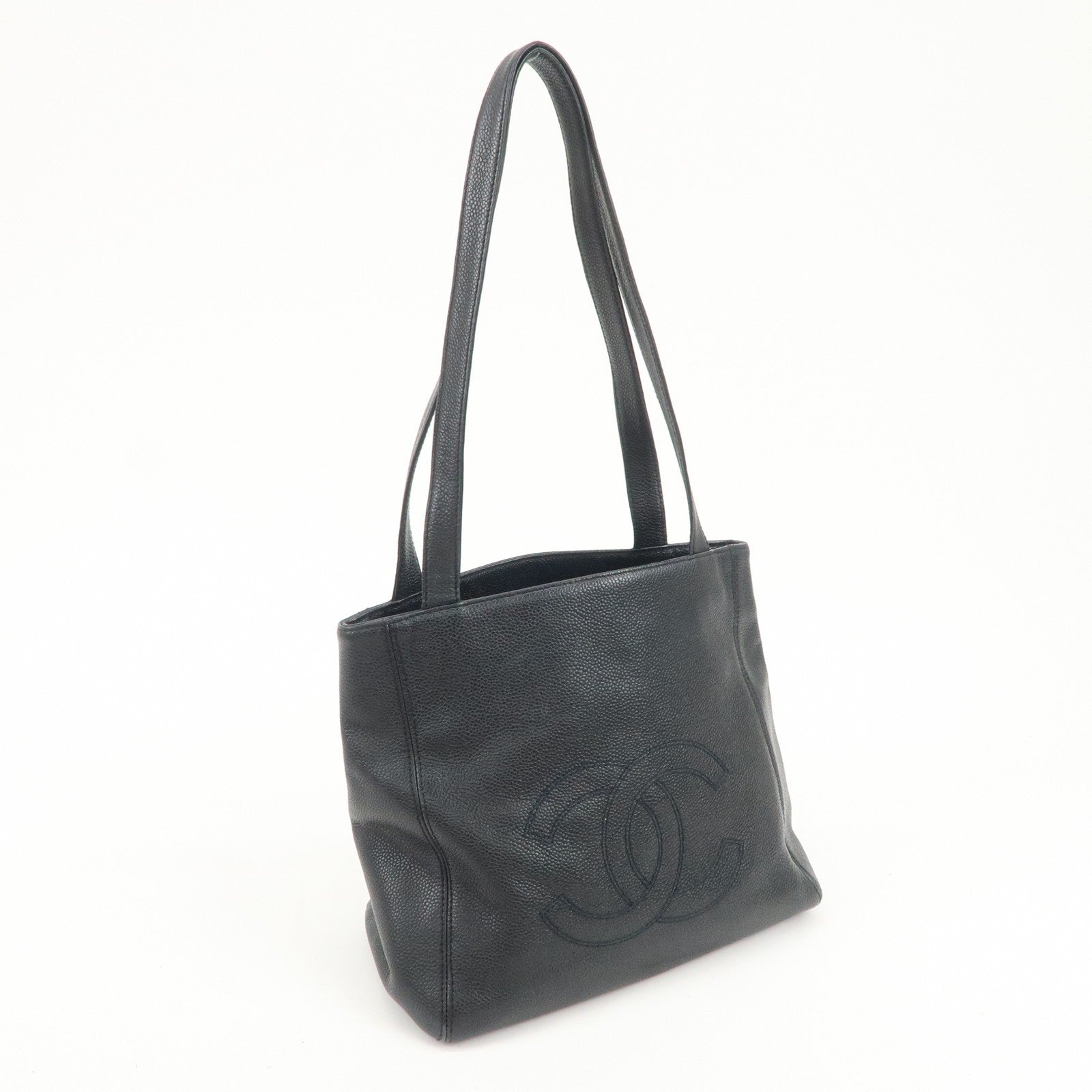 Chanel Coco Mark Caviarskin Shoulder Bag - Black, Leather