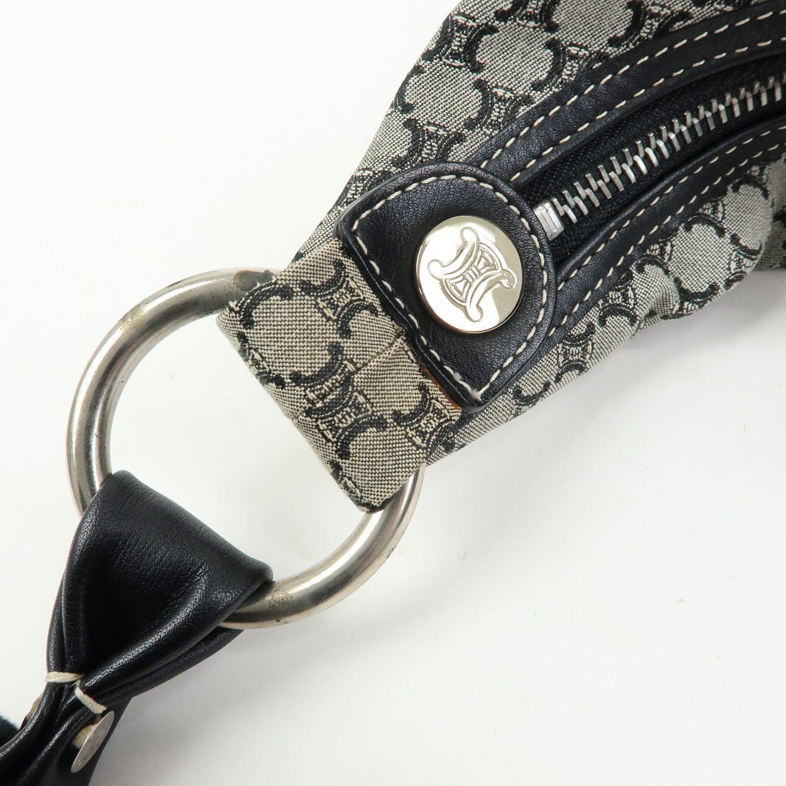 Celine Macadam Shoulder Bag - Grey, Canvas and Leather