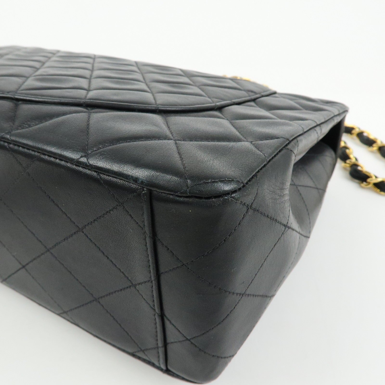 CHANEL Jumbo Matelasse 34 Lamb Skin Chain Shoulder Bag Black