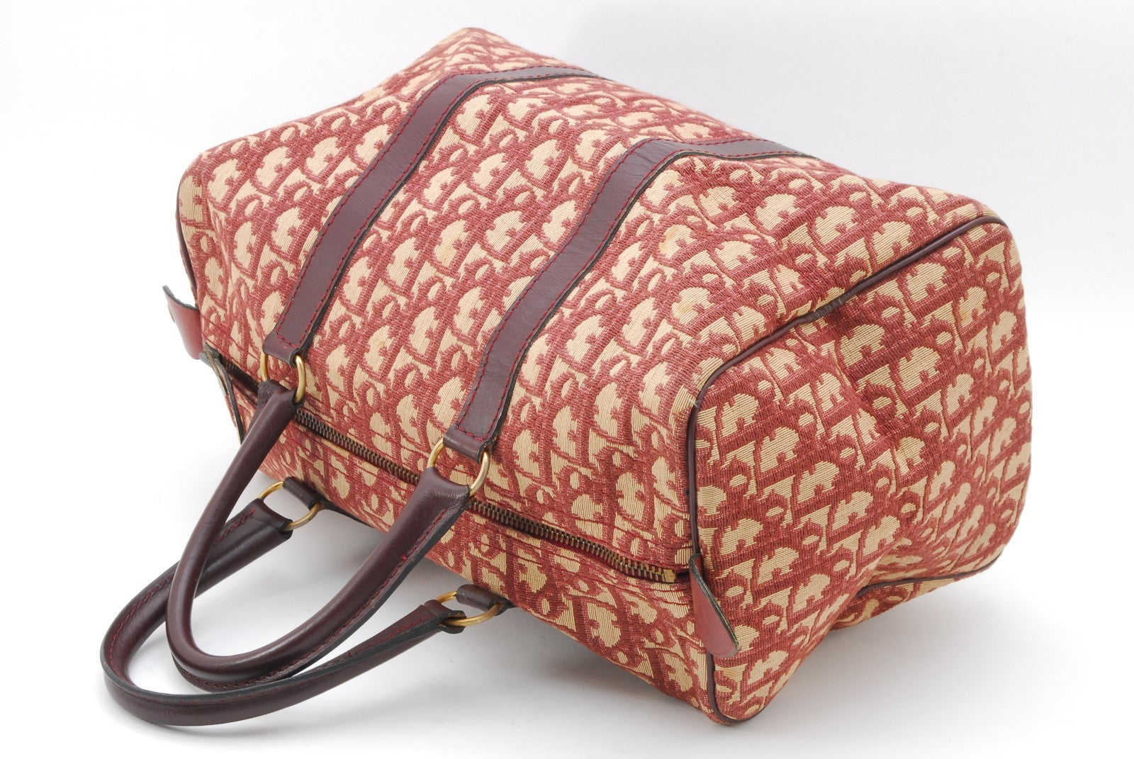 Christian Dior Trotter Boston Handbag - Red Bordeaux, Canvas