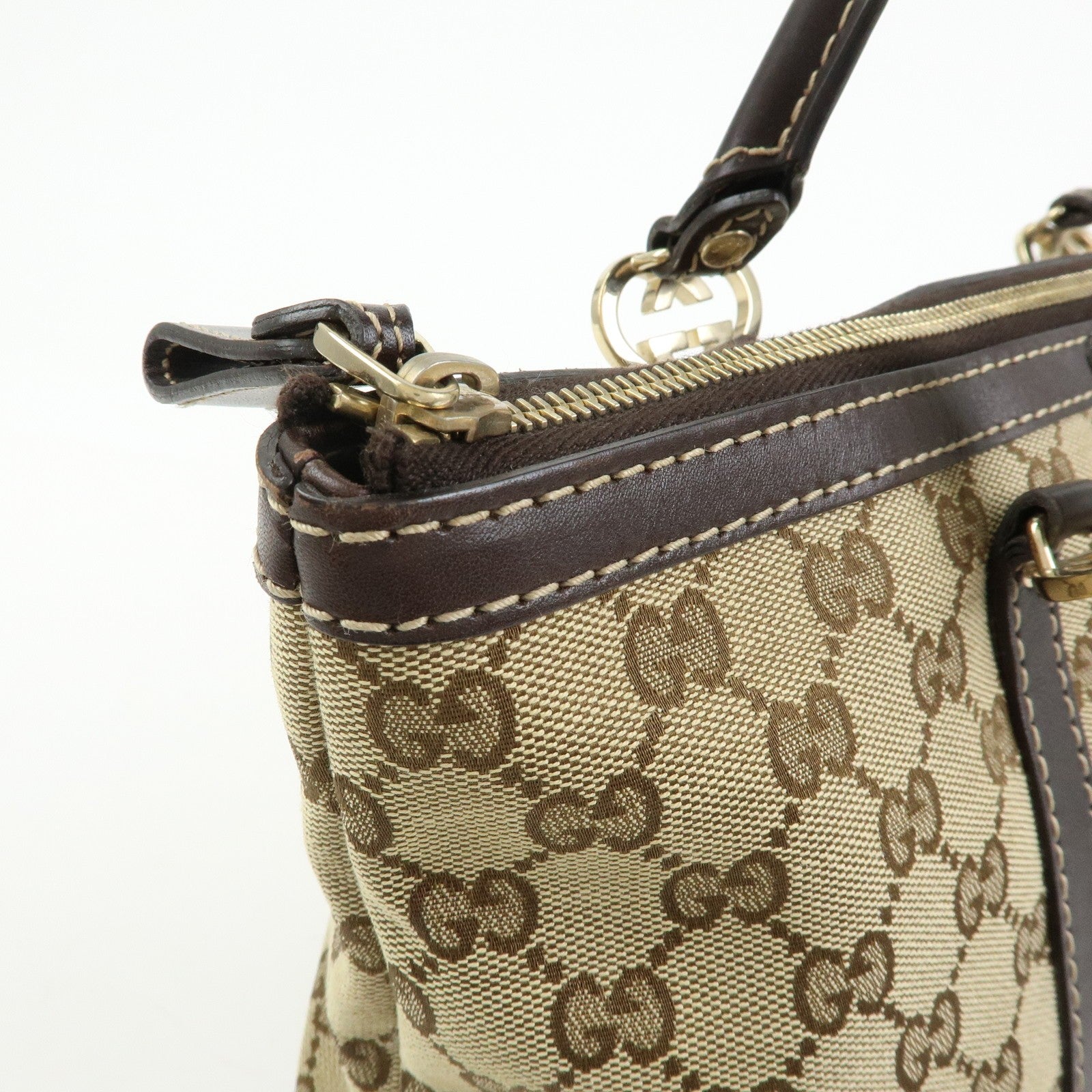 GUCCI Interlocking G Lovely Heart Canvas Tote Bag Beige