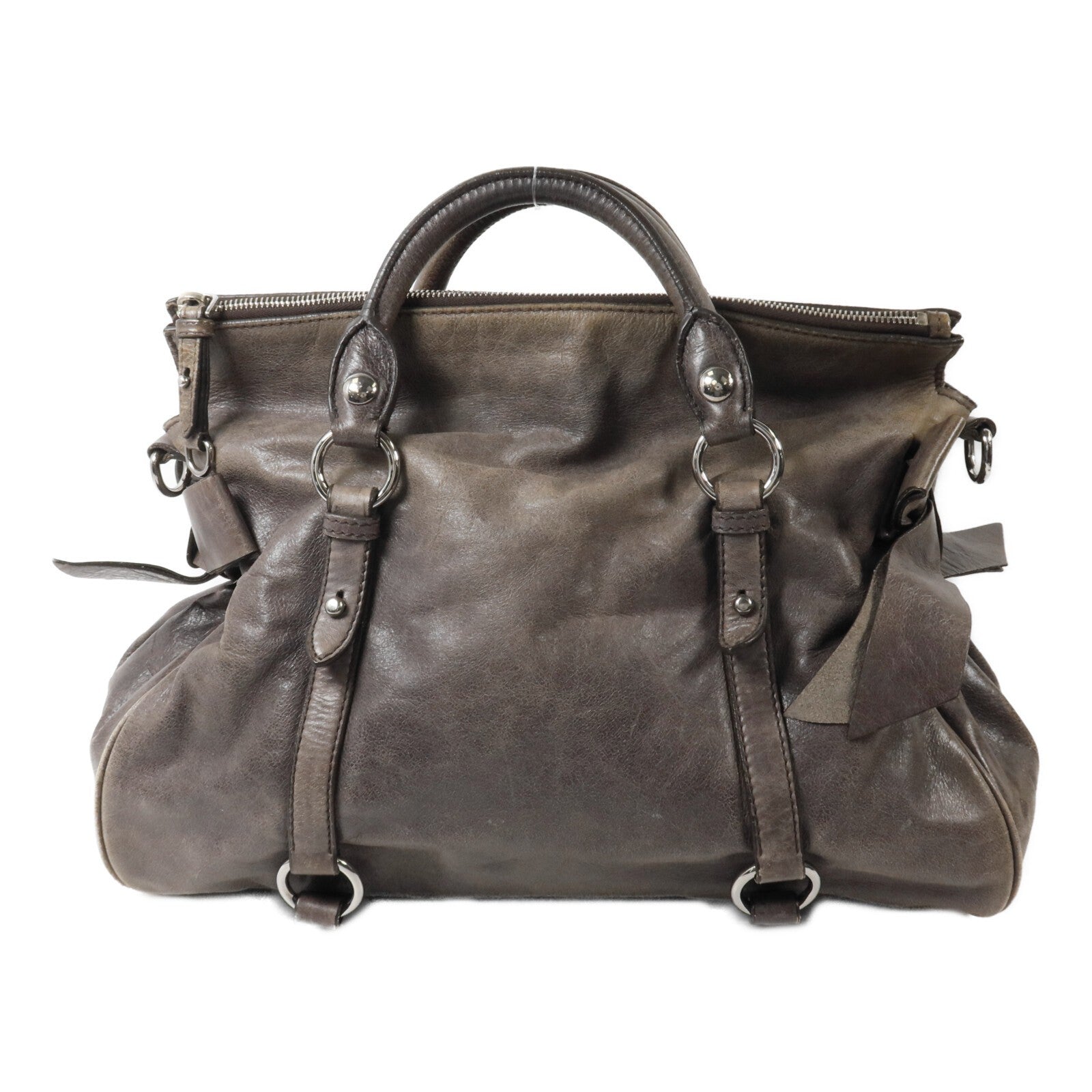 Miu Miu SHW 2 Way Shoulder Bag - Grey, Calfskin Leather