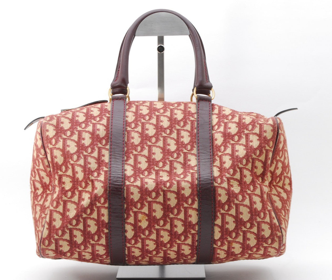 Christian Dior Trotter Boston Handbag - Red Bordeaux, Canvas