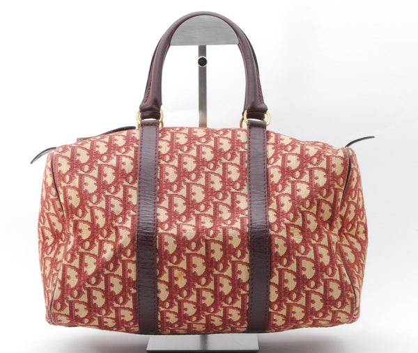 Christian Dior Trotter Boston Handbag - Red Bordeaux, Canvas 