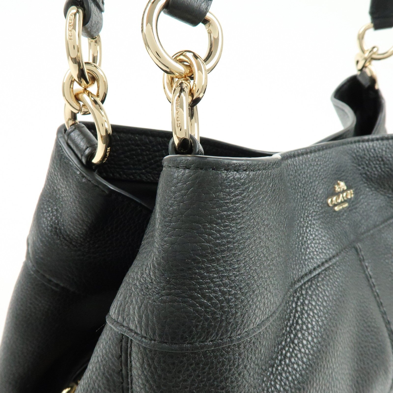 Coach Logo Shoulder Bag - Black, Leather