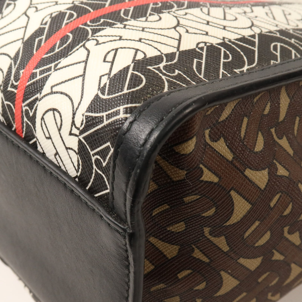 Burberry GHW Tote Bag - Brown/Black/White, PVC Coated Canvas