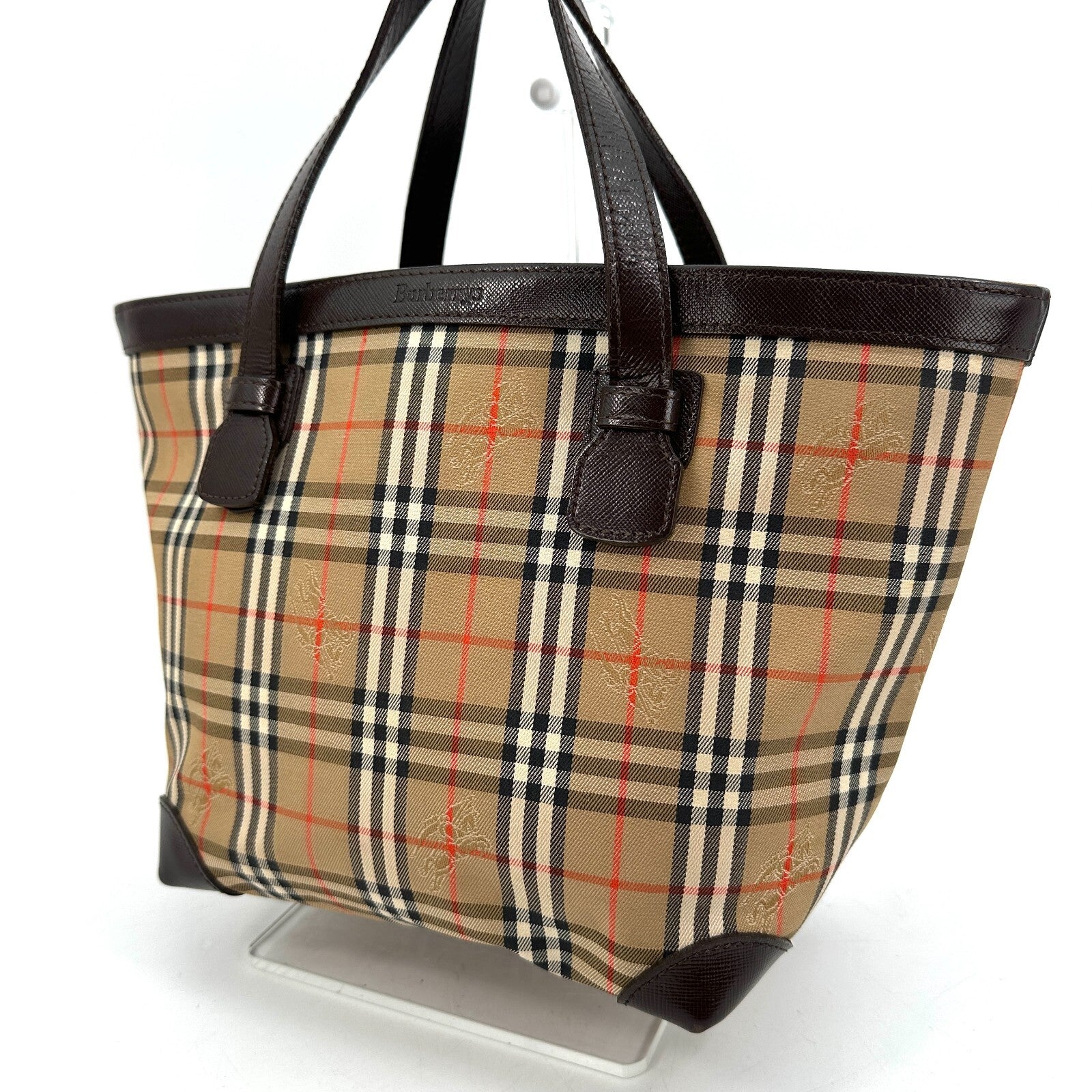 Burberry Nova Check Tote Bag - Brown, Canvas, Leather