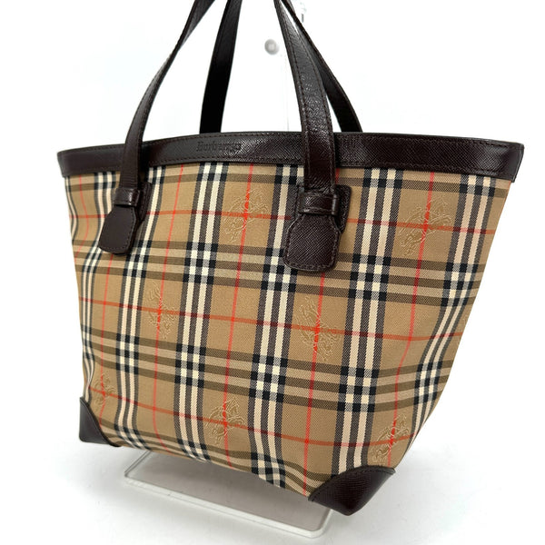 Burberry Nova Check Tote Bag - Brown, Canvas, Leather