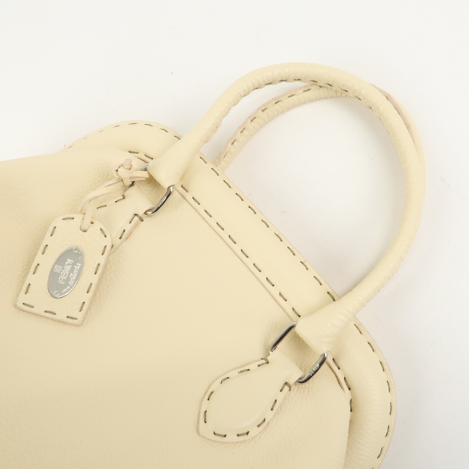 Fendi Boston Hand Bag - Cream, Leather