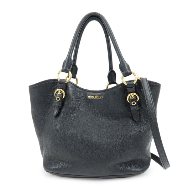 Miu Miu Vittello Phoenix 2Way Hand Shoulder Bag - Black, Leather