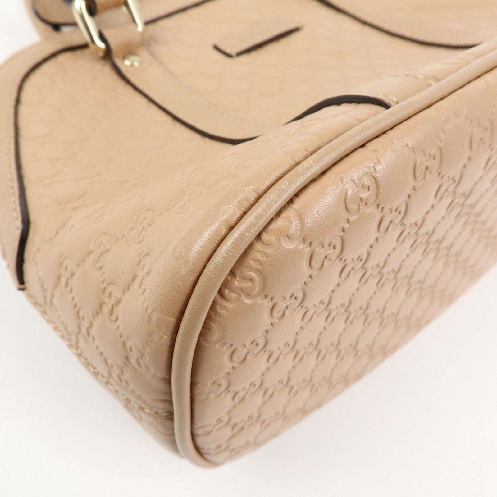 GUCCI Microguccissima Leather Bag Hand Bag Beige