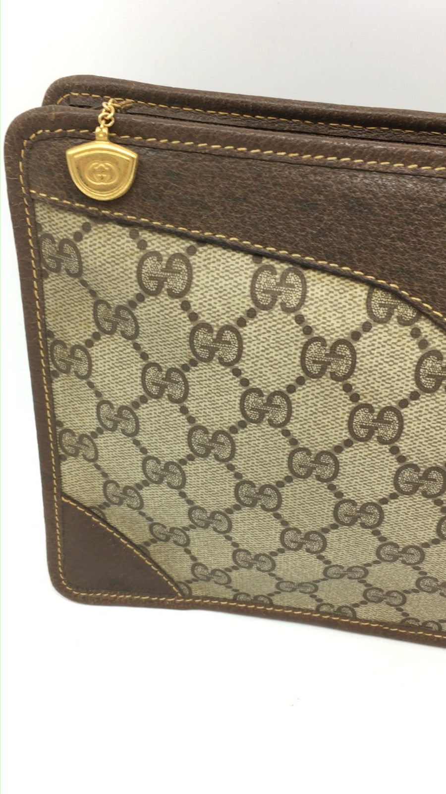 Gucci GG Supreme Monogram Clutch Bag - Beige/Brown, PVC Leather