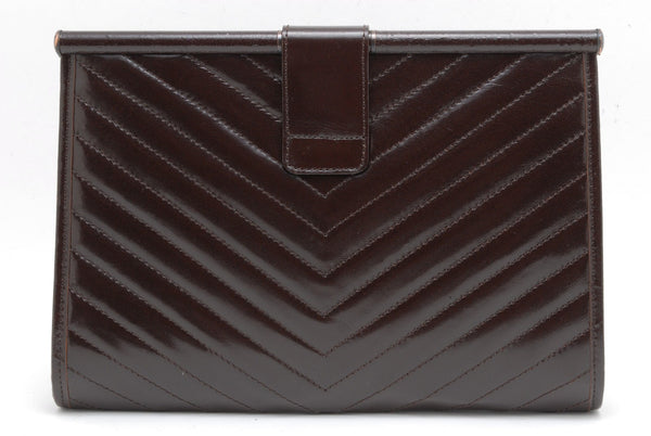 Saint Laurent Yves Saint Laurent Clutch Bag - Dark Brown, Leather