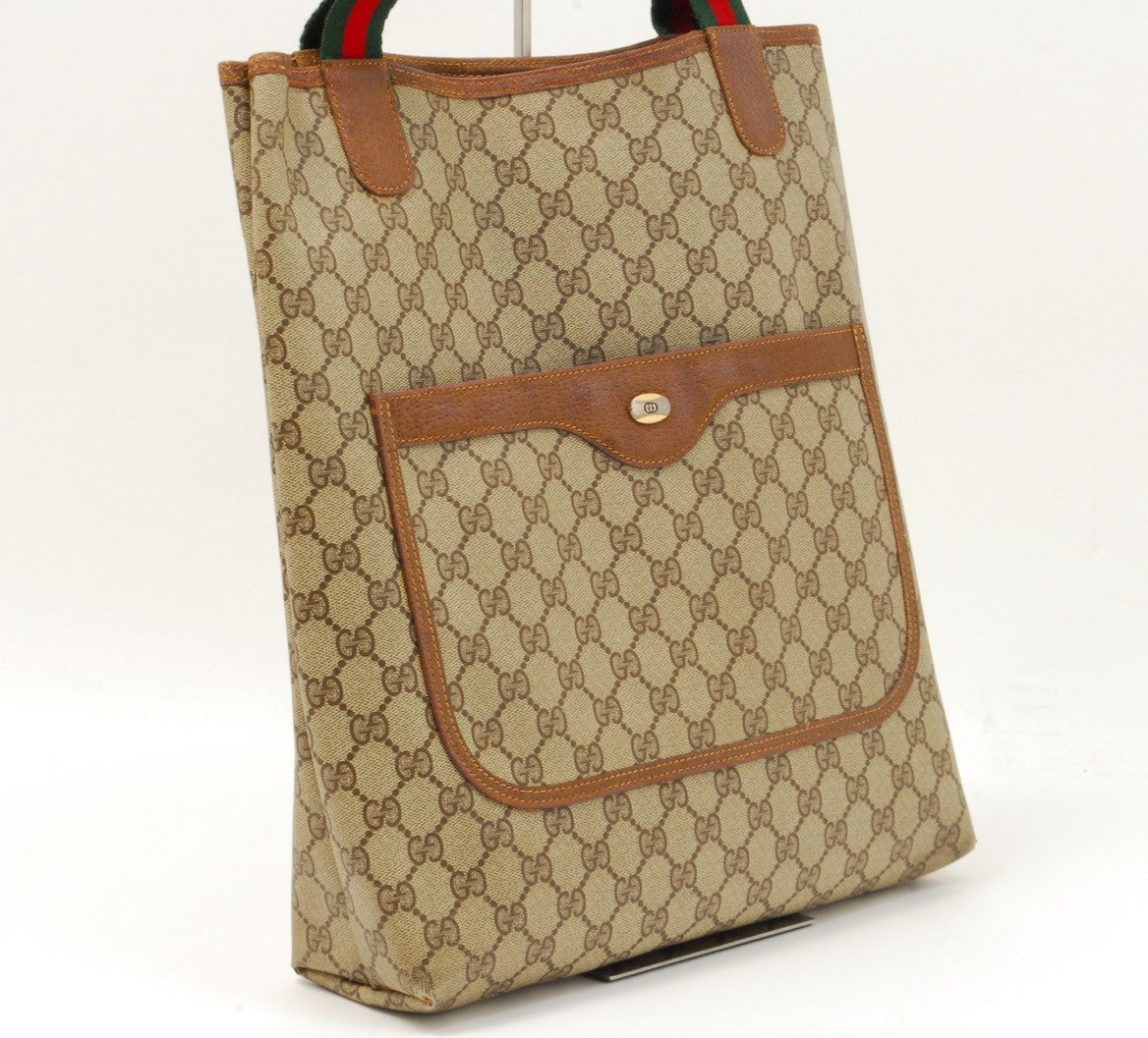 Gucci Sherry Line Shoulder Tote Handbag - Brown, PVC Leather