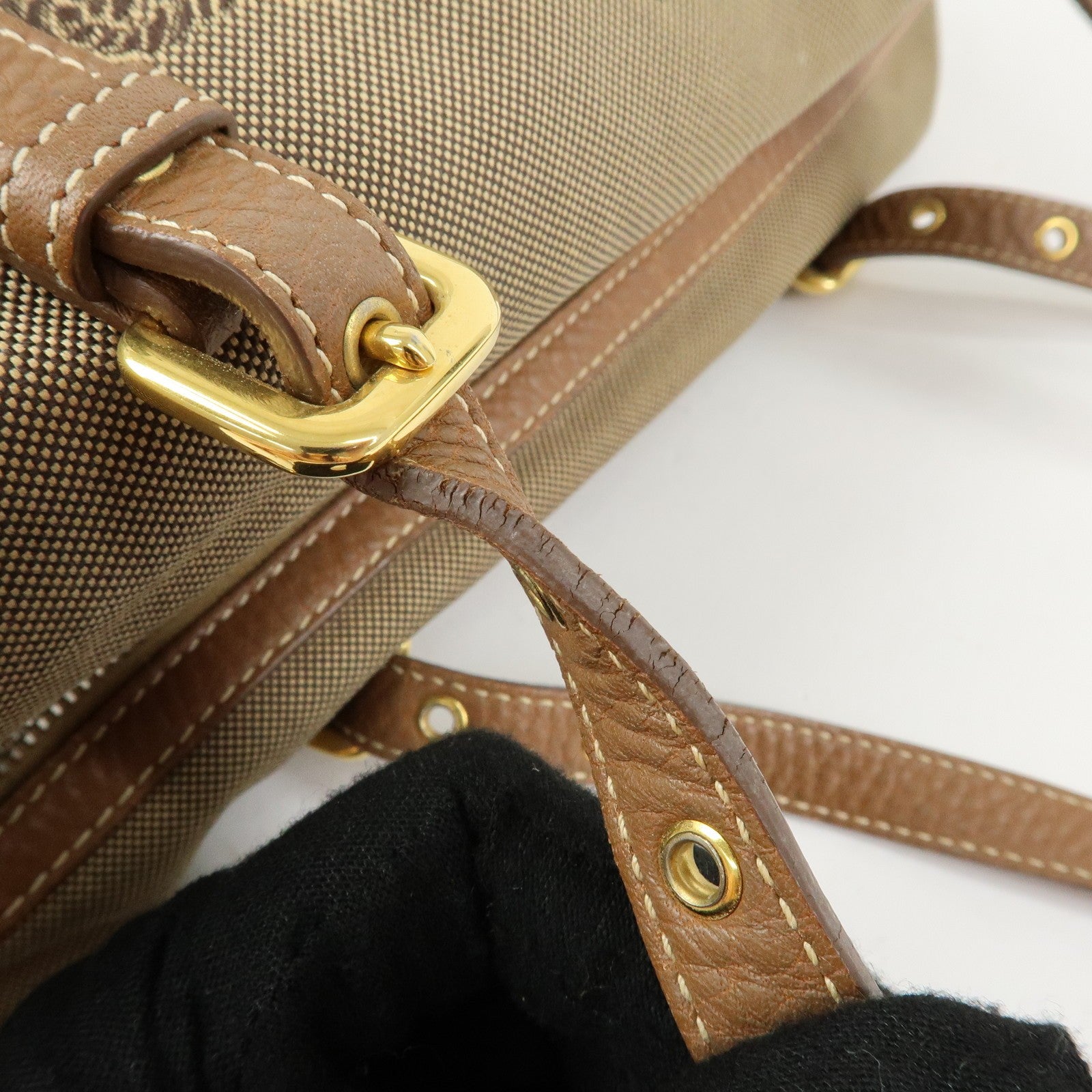 Prada Boston Bag - Beige, Canvas and Leather