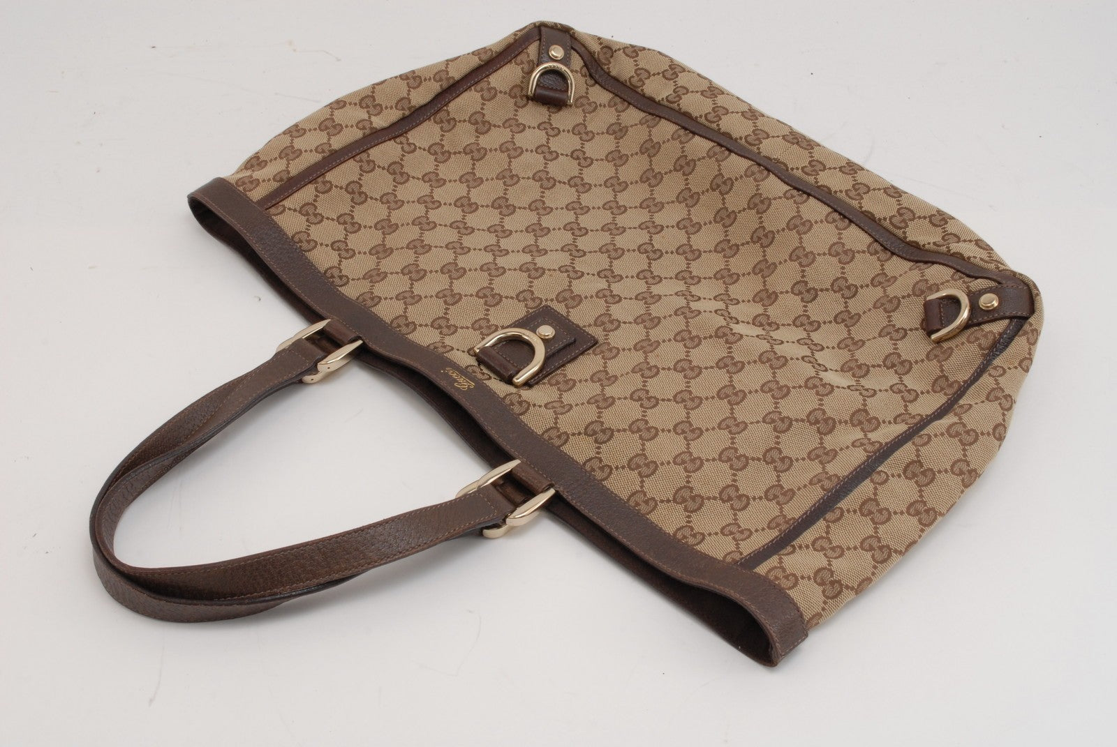 Gucci GG Canvas Tote Bag - Beige Brown, Canvas Leather