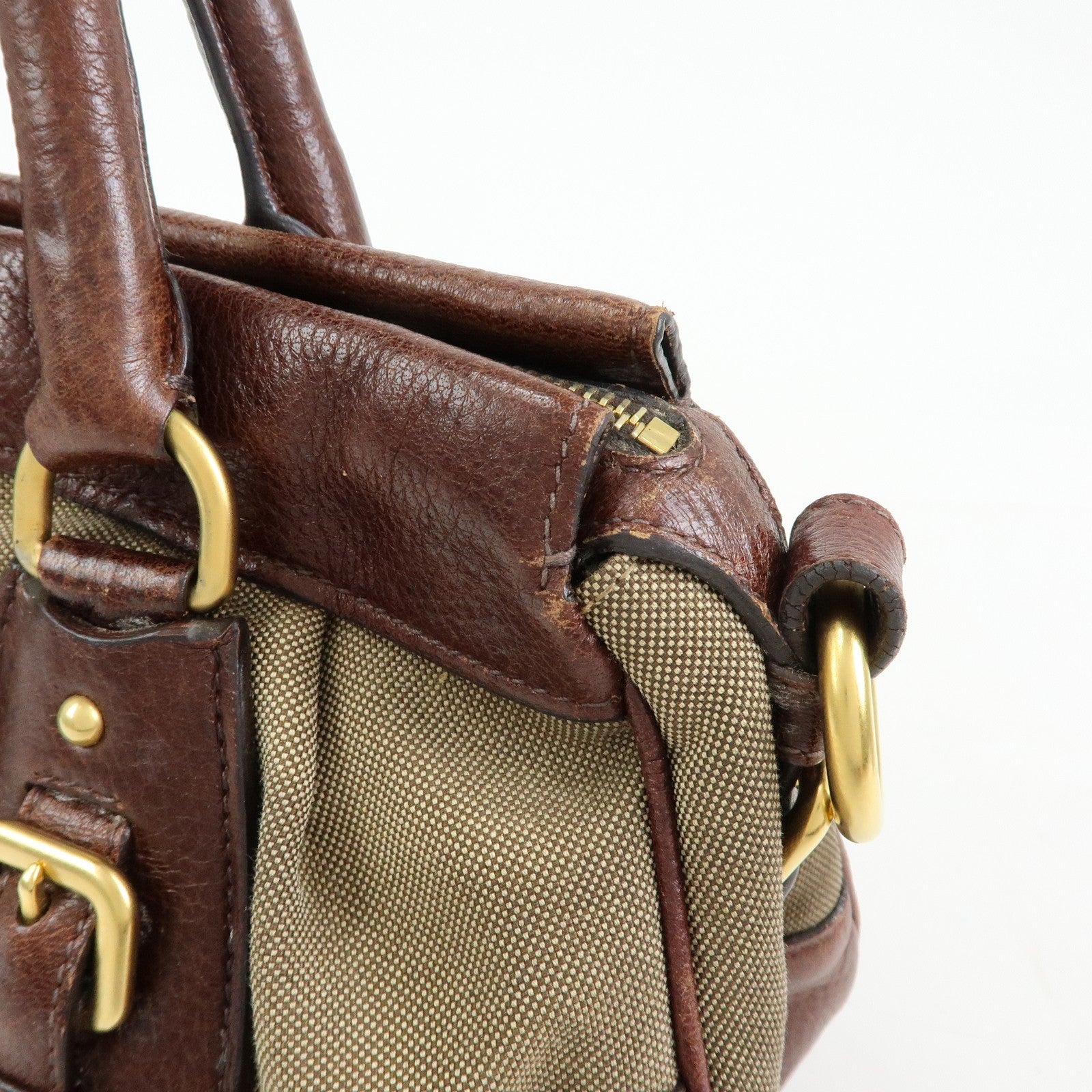 Prada Logo Jacquard 2Way Bag - Brown, Leather