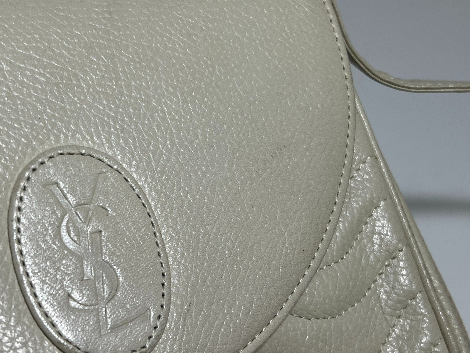 Saint Laurent Vintage Logo Shoulder Bag - White, Leather