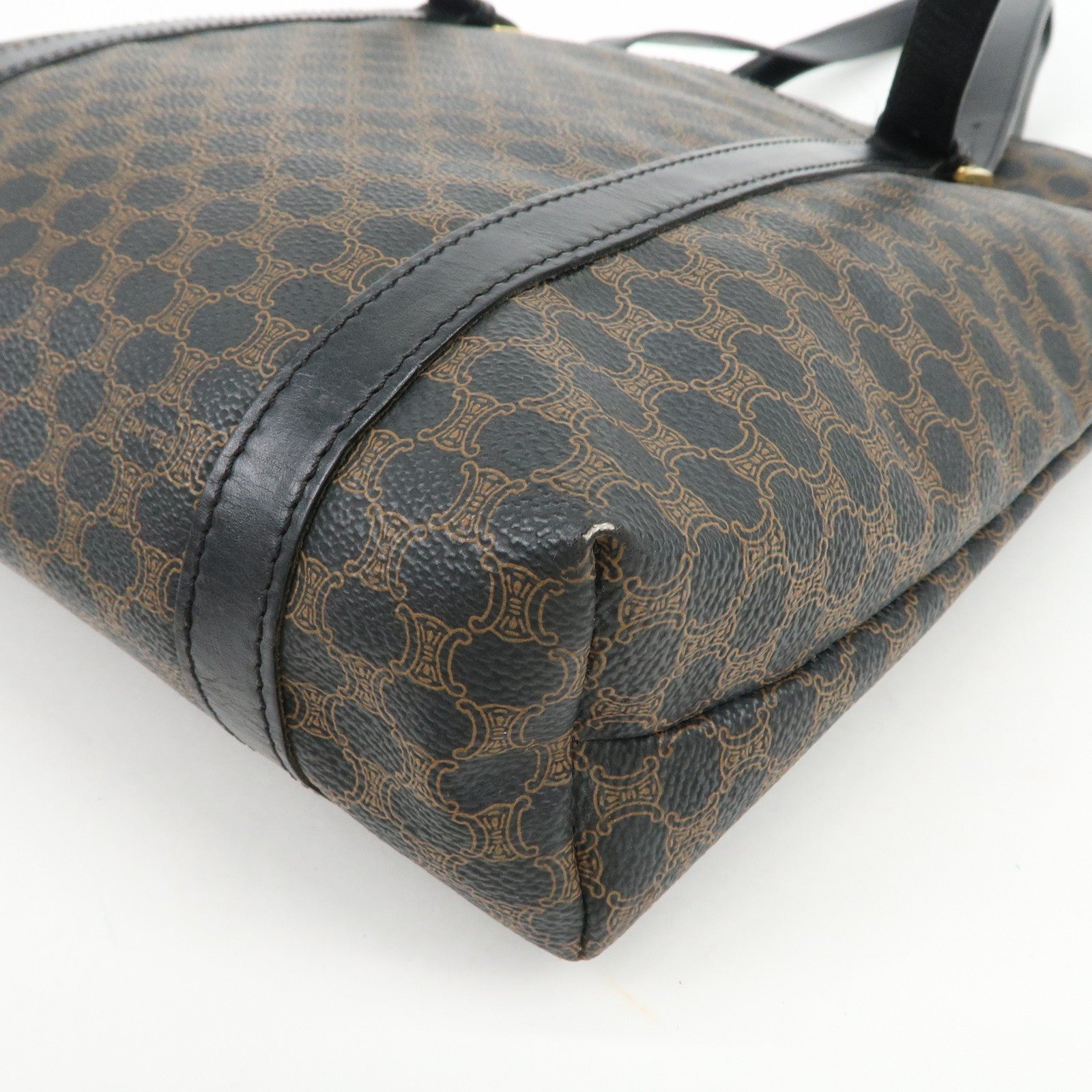 Celine Macadam Logo Tote Bag - Black and Brown, PVC Coated Canvas and Leather 