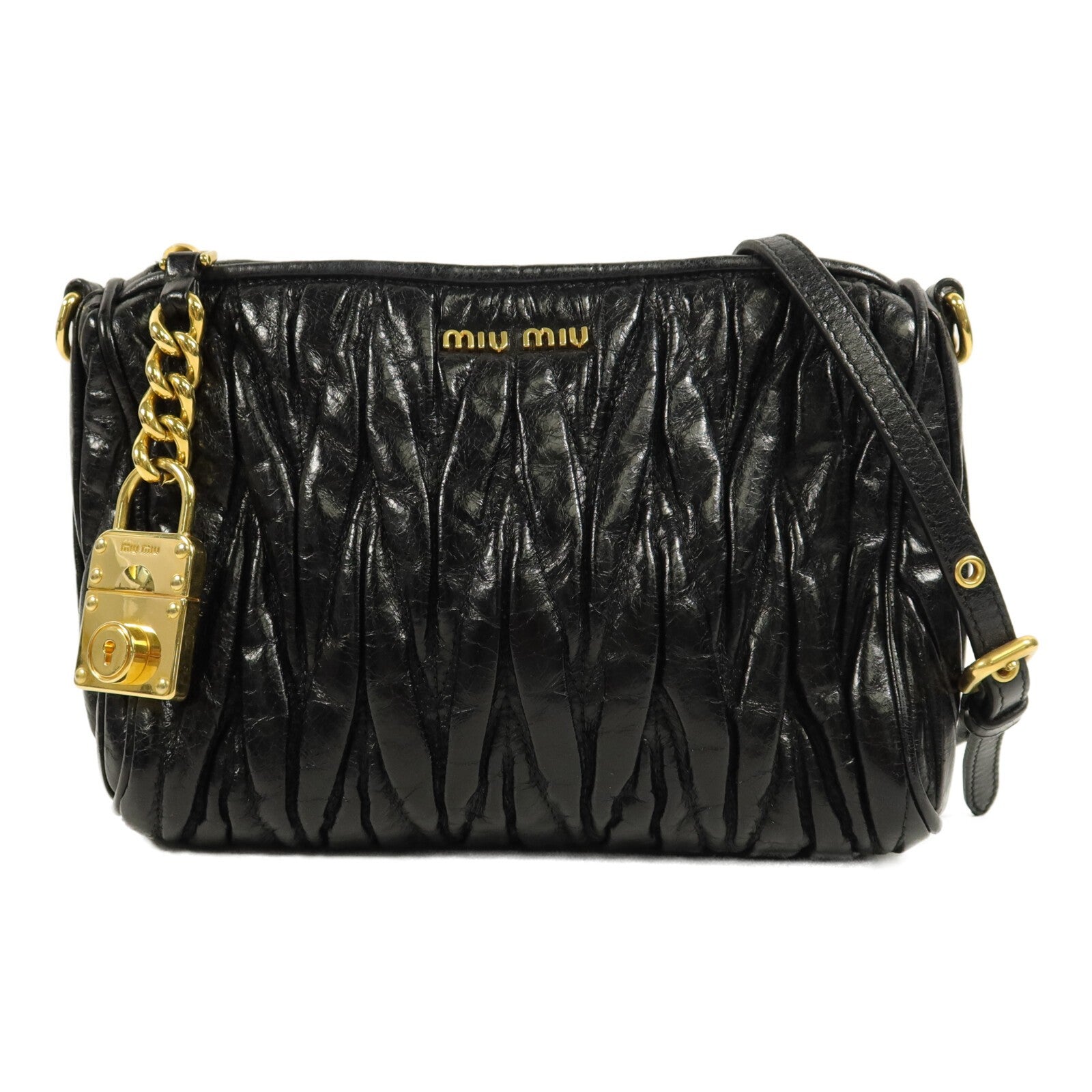 Miu Miu GHW Shoulder Bag - Black, Lambskin Leather