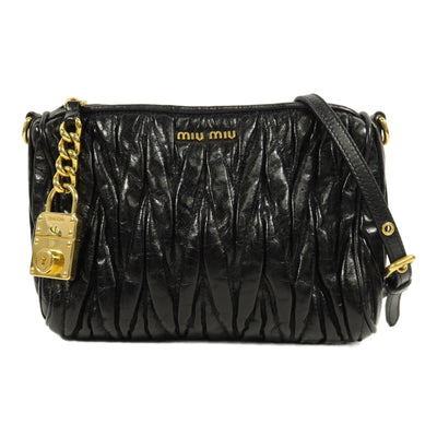 Miu Miu GHW Shoulder Bag - Black, Lambskin Leather