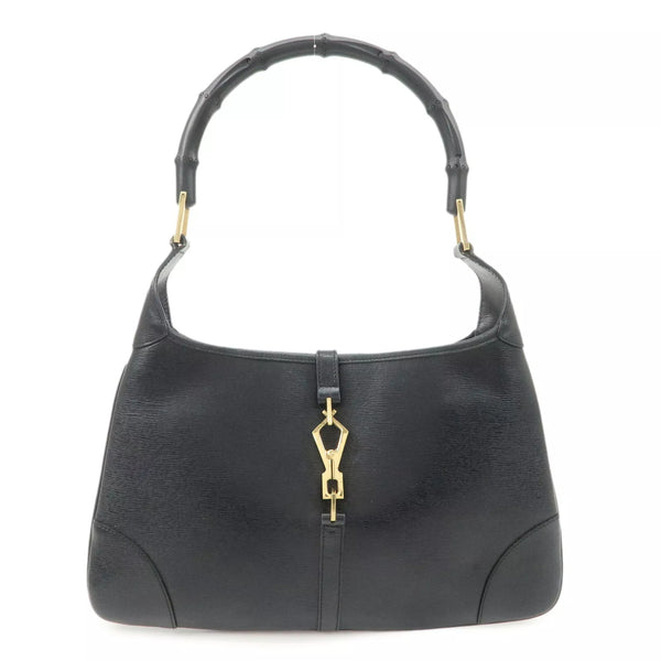 GUCCI Bamboo Leather One Shoulder Bag - Black, Leather