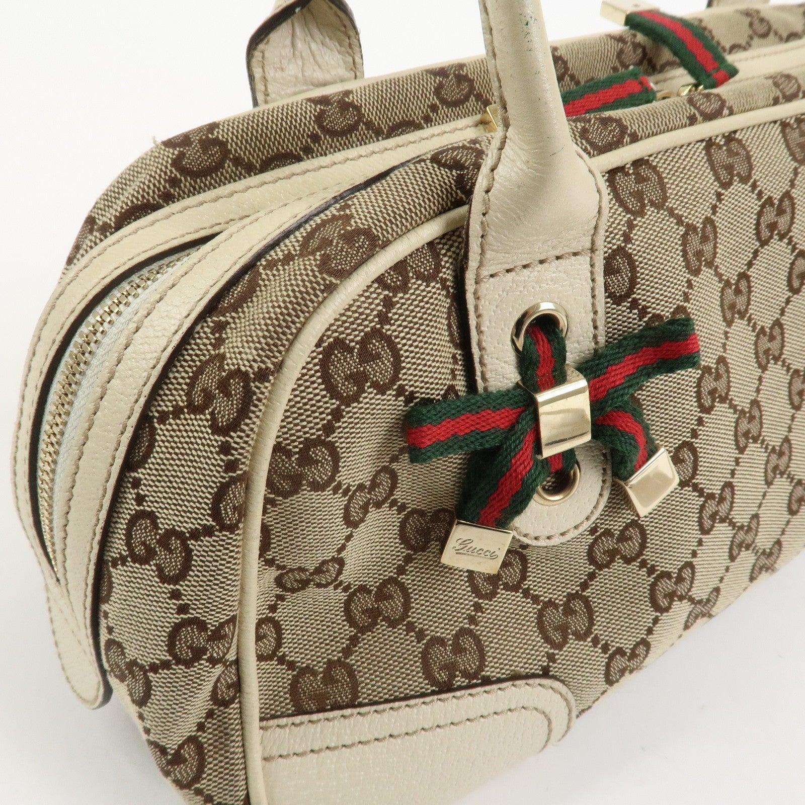 Gucci Princy Sherry Boston Bag - Brown Ivory, GG Canvas Leather
